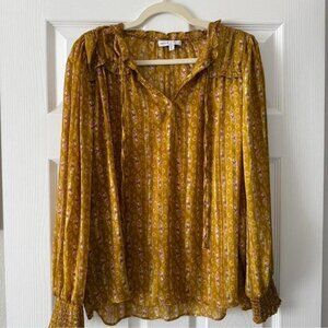 Maison Damelie Mustard Yellow Floral Blouse